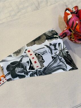 Marni Flower Fabric Vase Tote: Marni flower collage desaturated print